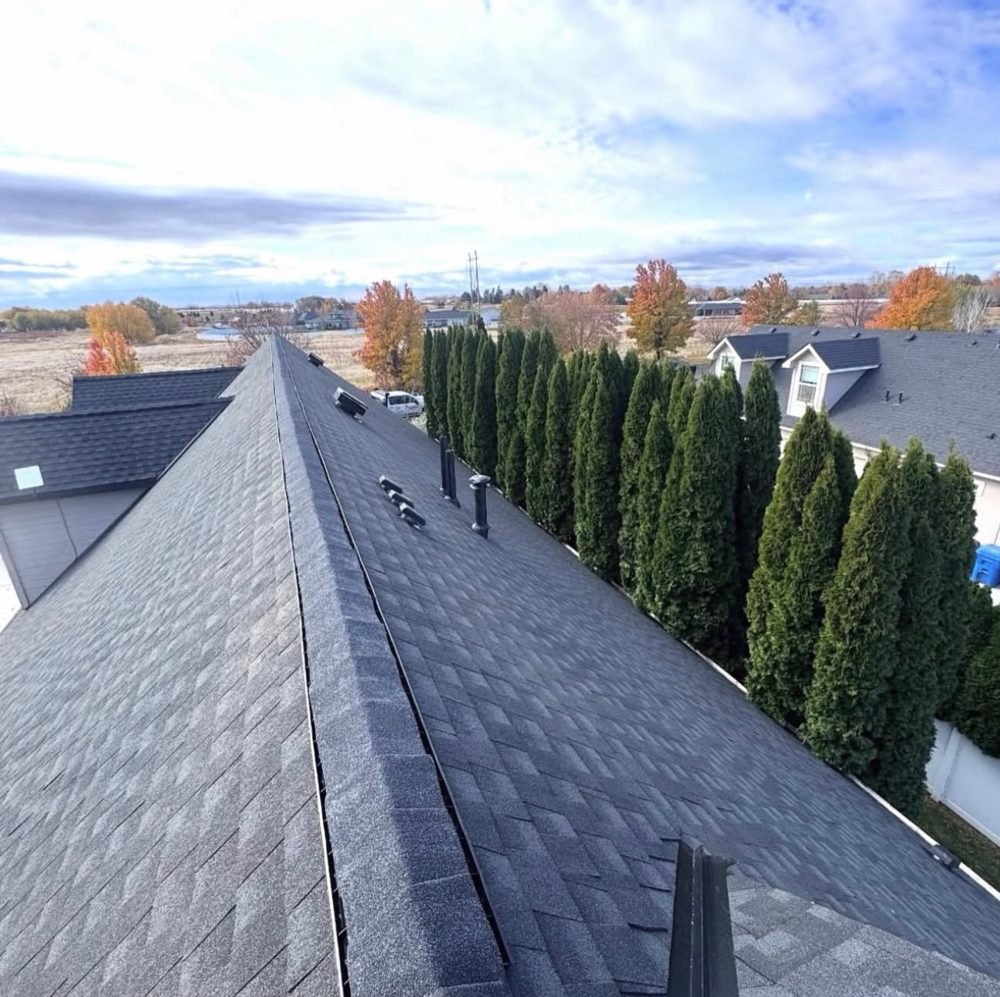 New architectural shingle roof ridge by Hawks Roofing